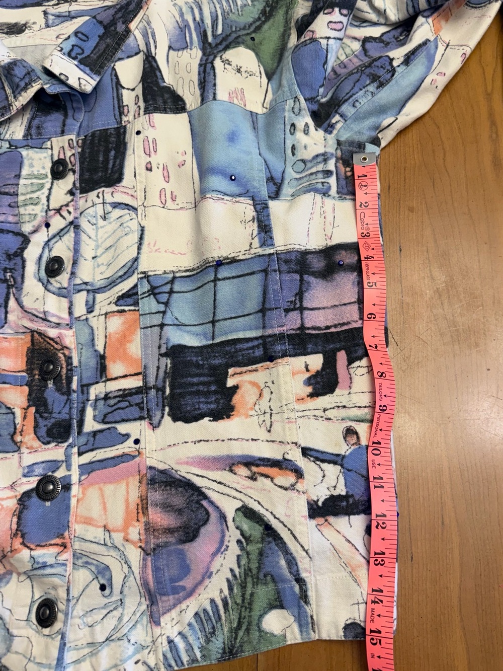 Michael Leu Vintage Maximalist Abstract Watercolor Print Button-Up Jacket | L - Picture 12 of 14